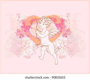 happy valentine's day card with cupid