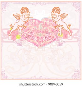 happy valentine's day card with cupid