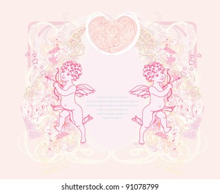 happy valentine's day card with cupid