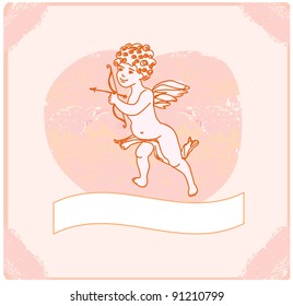 happy valentine's day card with cupid