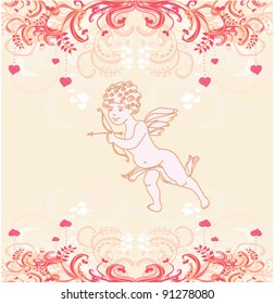 happy valentine's day card with cupid