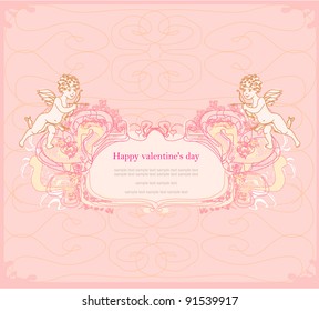 happy valentine's day card with cupid