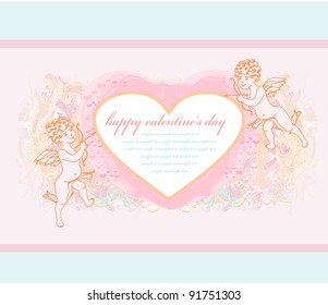 happy valentine's day card with cupid