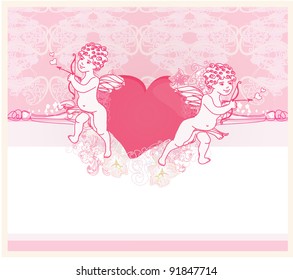 happy valentine's day card with cupid