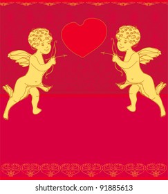 happy valentine's day card with cupid