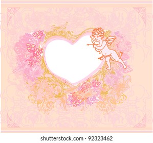 happy valentine's day card with cupid