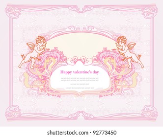 happy valentine's day card with cupid