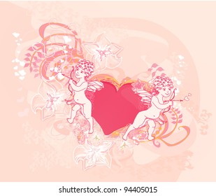 happy valentine's day card with cupid