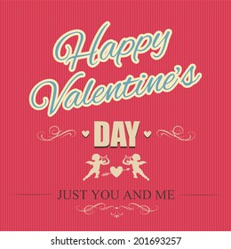 Happy Valentine's day card with cupids. Vector illustration