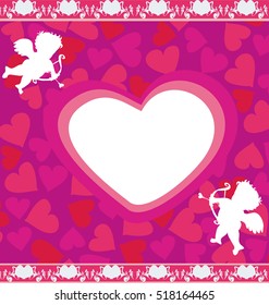 happy valentines day - card with cupids 