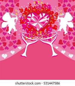 happy valentines day - card with cupids 