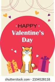 Happy Valentine's day card with cut dog