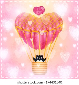 Happy Valentines Day card. Cute vector illustration
