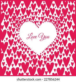 Happy Valentine's Day Card with cute heart . Love You vector illustration. Cute background for Valentine's Day with space for your text.
