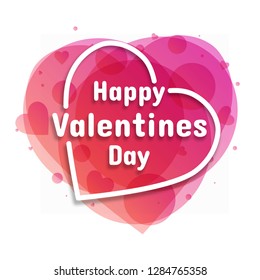 Happy Valentines Day Card Design. 14 February. Valentine's Background with Blur Hearts. Greeting Card.