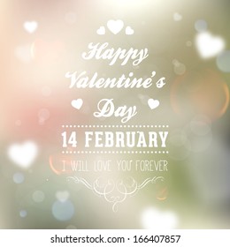 Happy Valentines Day Card Design. 14 February. I Love You. Vector