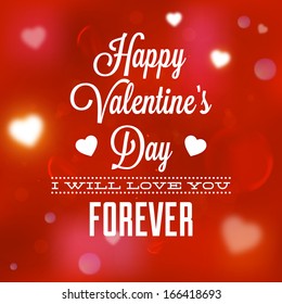 Happy Valentines Day Card Design. 14 February. I Love You. Vector Blurred Soft Background.