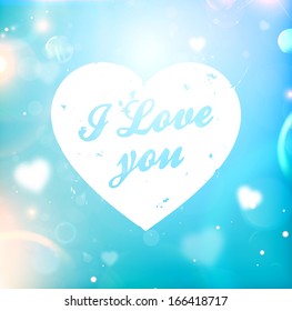 Happy Valentines Day Card Design. 14 February. I Love You. Vector Blurred Soft Background.