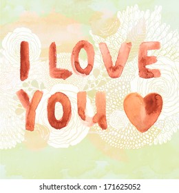 Happy Valentines Day Card Design. 14 February. I Love You. Vector Grunge Textured Vintage Background. Old fashioned style.