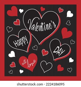 Happy valentine's day card design with heart shapes and text