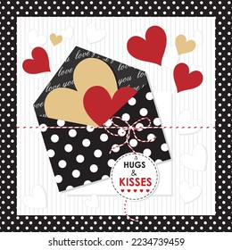 Happy valentine's day card design with heart shape and envelove