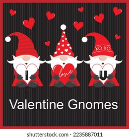 Feliz diseño de tarjetas de San Valentín con gnomos adorables