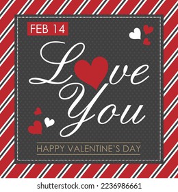 Happy valentine's day card design with heart and love text