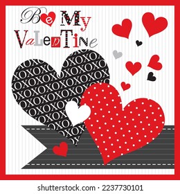 Happy valentine's day card design with hearts and text