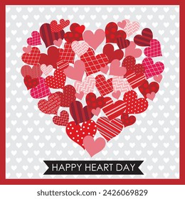 Happy valentine's day card design with hearts shape