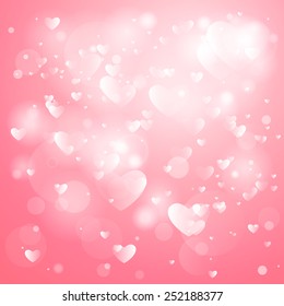 Happy Valentines Day Card Design. 14 February.Herrt Blurred Soft Background.