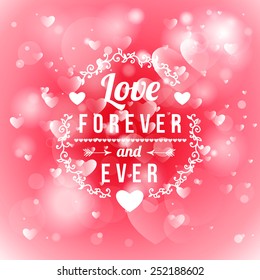 Happy Valentines Day Card Design. 14 February. I Love You. Vector Blurred Soft Background.