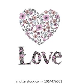 Happy Valentines Day card eith hearts, typography, white background with hearts for your web design.