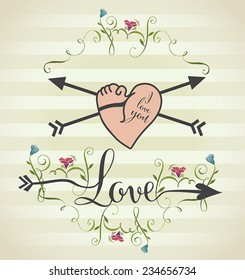Happy Valentine's Day card elements.