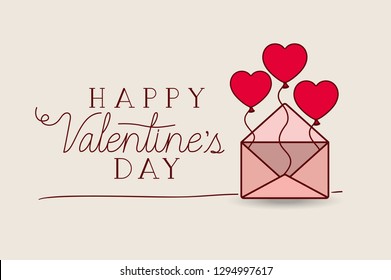 happy valentines day card with envelope