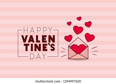 happy valentines day card with envelope