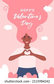 Happy valentine's day card. Flat vector illustration