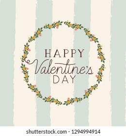 happy valentines day card with floral crown