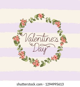 happy valentines day card with floral crown