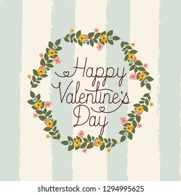 happy valentines day card with floral crown