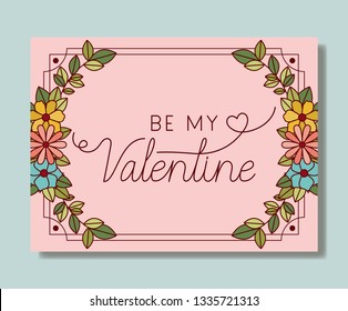 happy valentines day card with floral crown