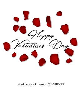 Happy Valentines Day card with flower petals