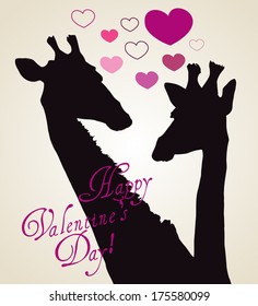 Happy Valentines day card with girafe
