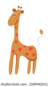 Happy Valentines day card with girafe. Cute giraf