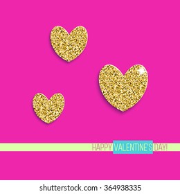 Happy valentine's day card with  glittered hearts.