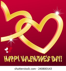 Happy Valentines Day card, goldcraft vector illustration