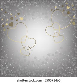 Happy Valentine's day card.
With gray gradient background and golden hearts.