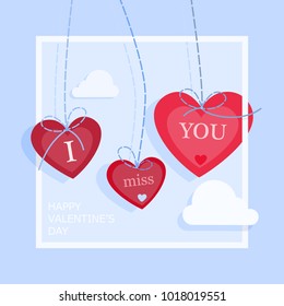 Happy valentines day card for greeting with hearts.