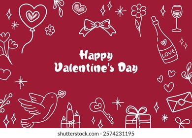 Happy Valentines Day. Card for Valentine's Day. Hand drawn. Vector illustration