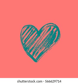 Happy Valentine's Day card. Hand drawn elements by brush. Vector illustration