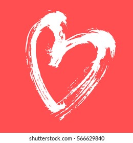 Happy Valentine's Day card. Hand drawn elements by brush. Vector illustration